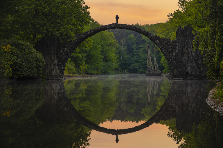 Rakotz Bridge (Rakotzbrucke, Devil's Bridge) in Kromlau, Saxony, Germany