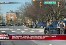Въоръжен мъж бе убит при сигнал за обир в Балтимор, в инцидента е ранен полицай
